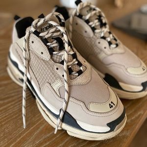 Balenciaga Triple S Logo-embroidered Leather Nubuck and Mesh Sneakers,41